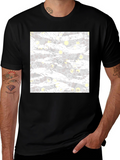 Geometric Camo Print Black Tee
