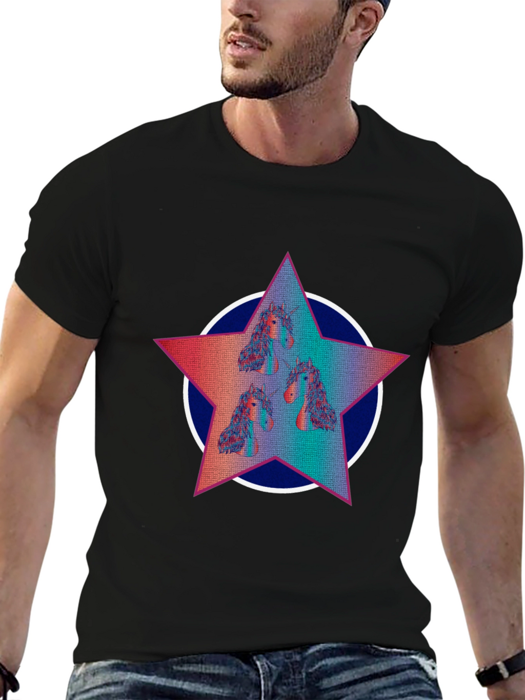 Unicorn Star Graphic Tee - Black