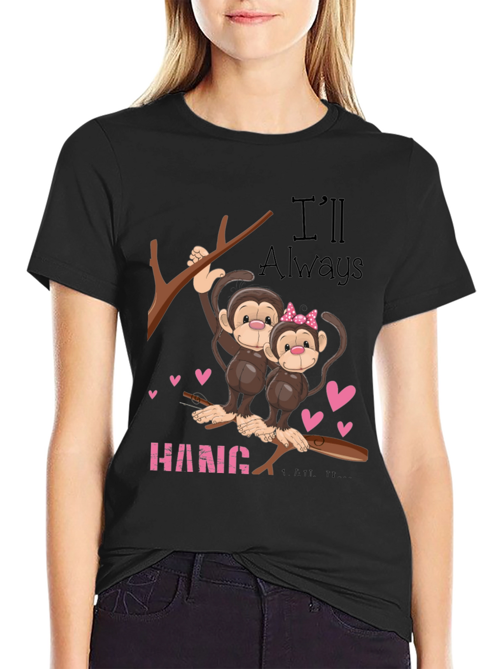 Hang In There Monkey Couple Graphic Tee