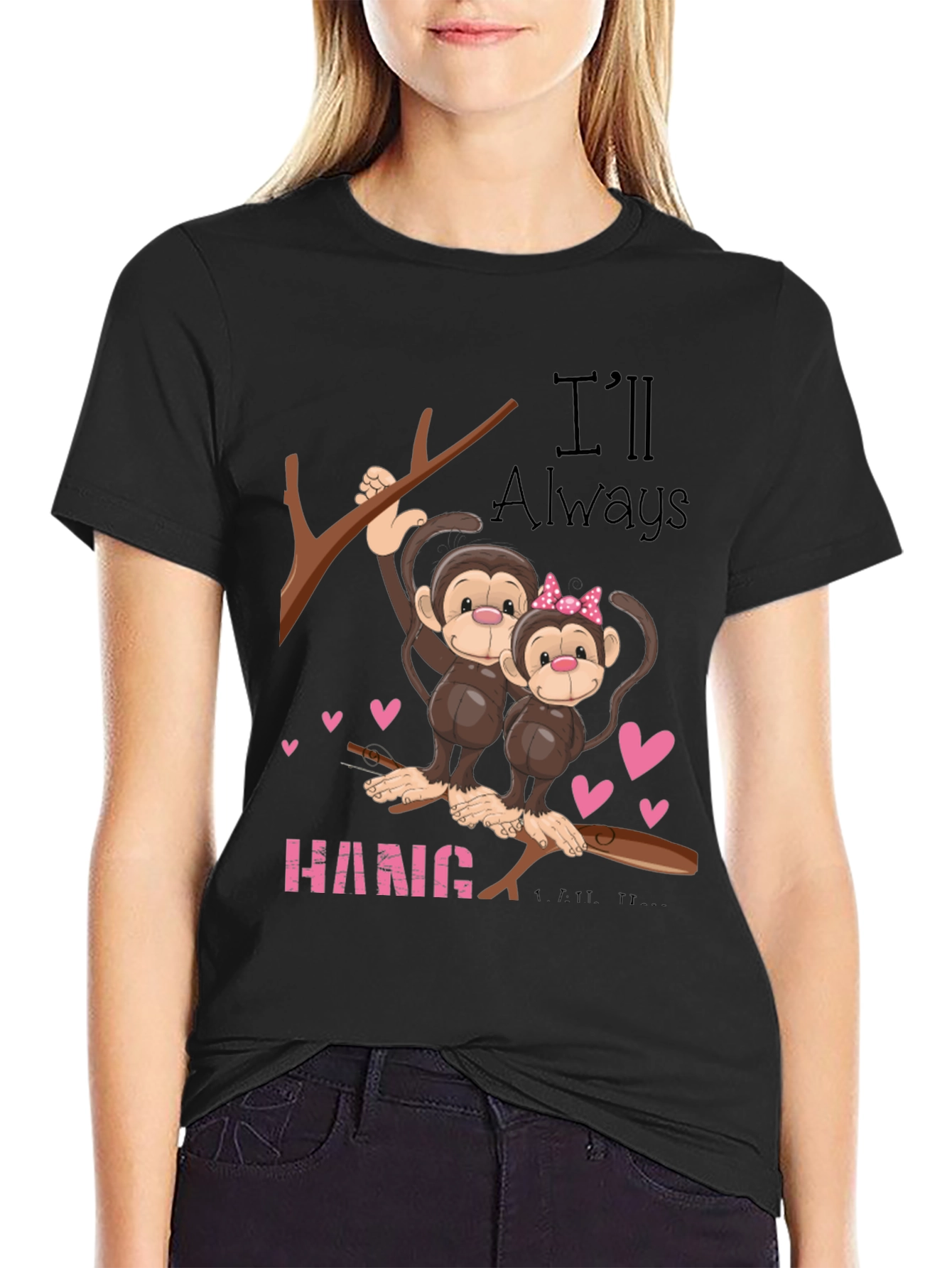 Hang In There Monkey Couple Graphic Tee