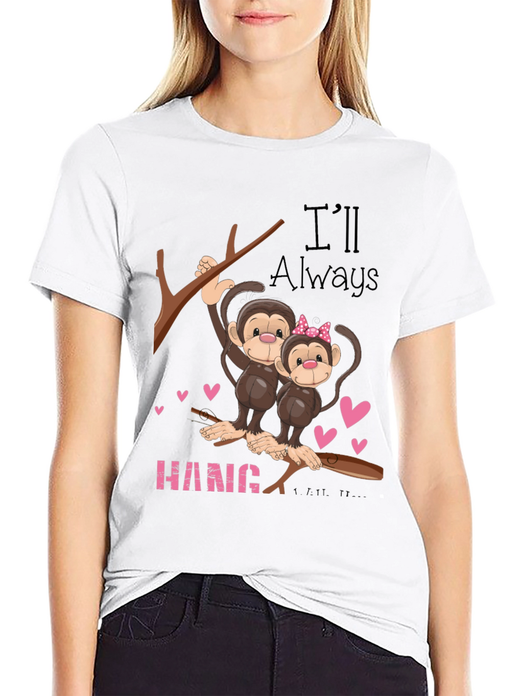 Hang In There Monkey Couple Graphic Tee