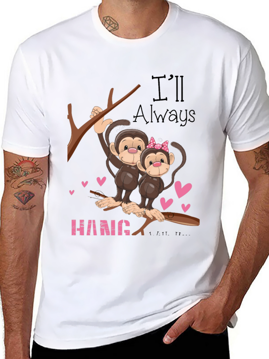Hang In There Monkey Couple Graphic Tee