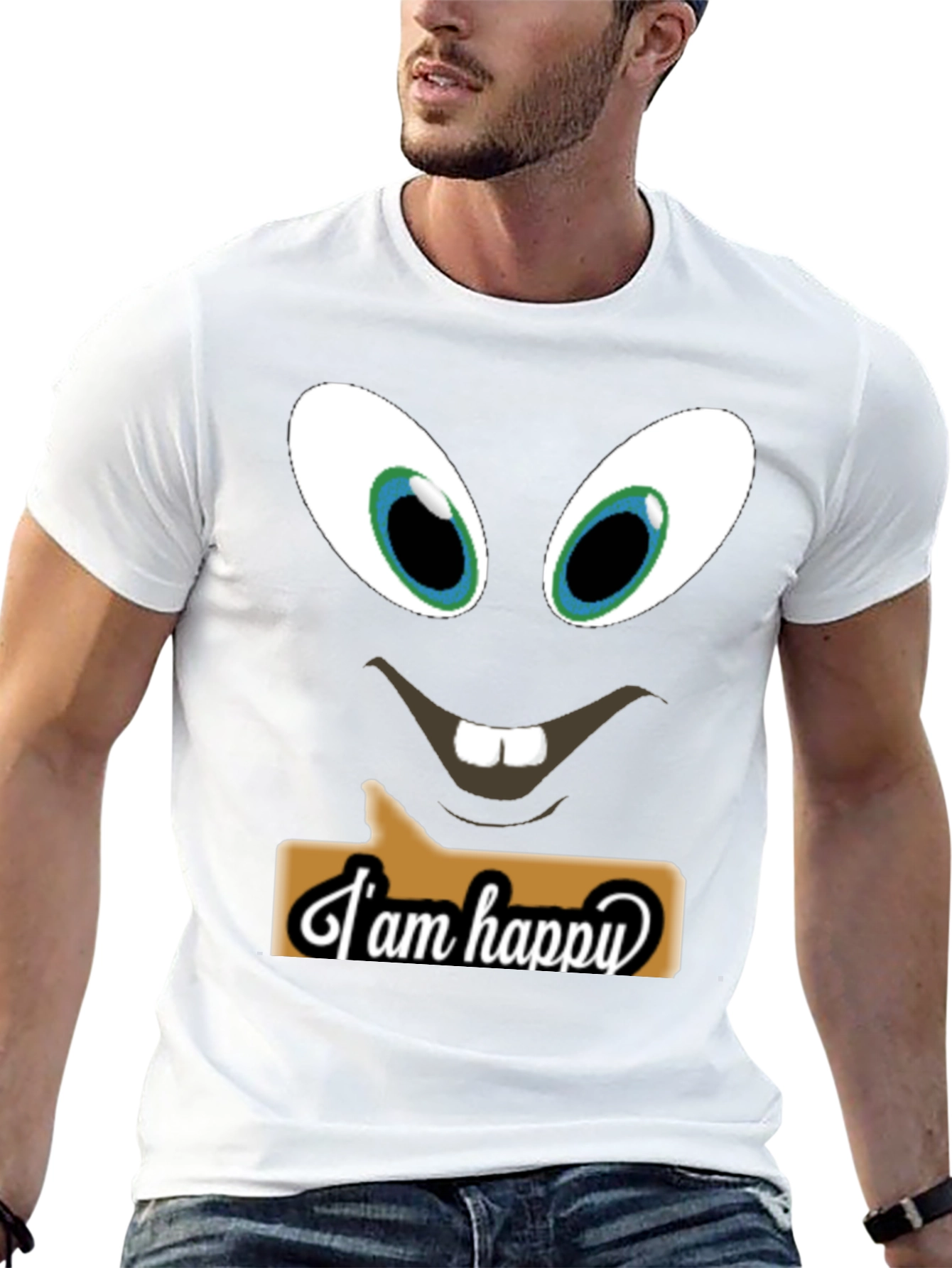 Funny Face T-Shirt - I am Happy Design