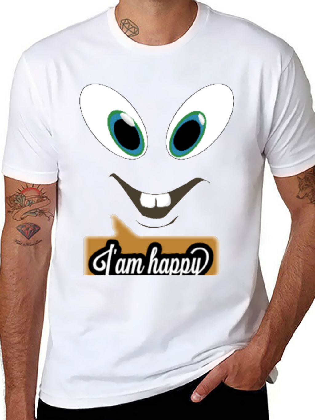 Funny Face T-Shirt - I am Happy Design