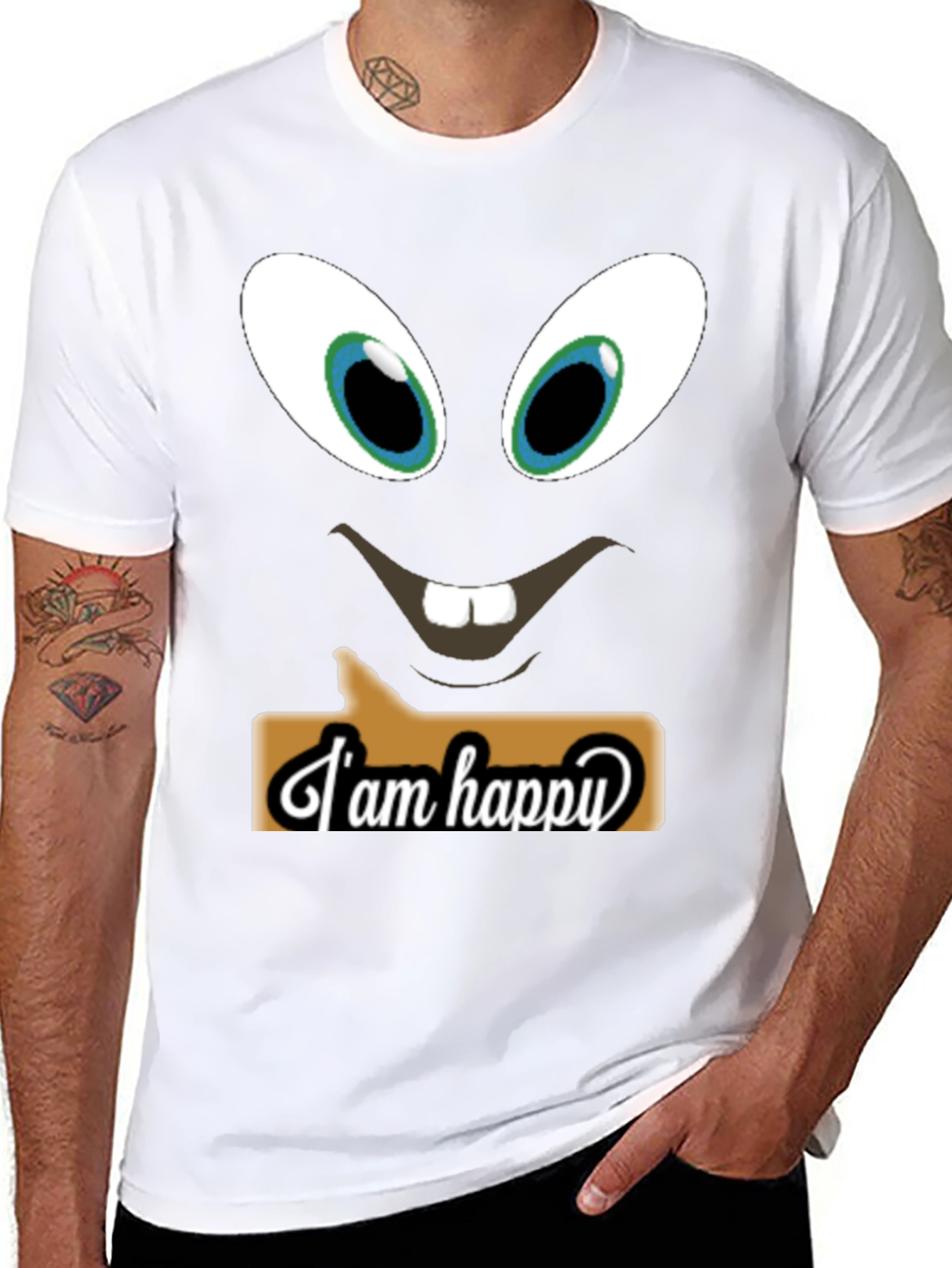 Funny Face T-Shirt - I am Happy Design