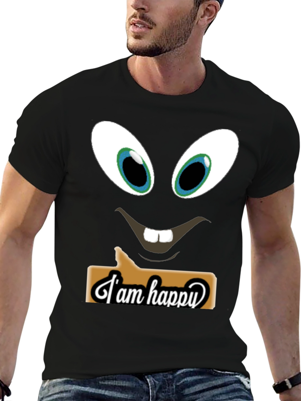 Funny Face T-Shirt - I am Happy Design