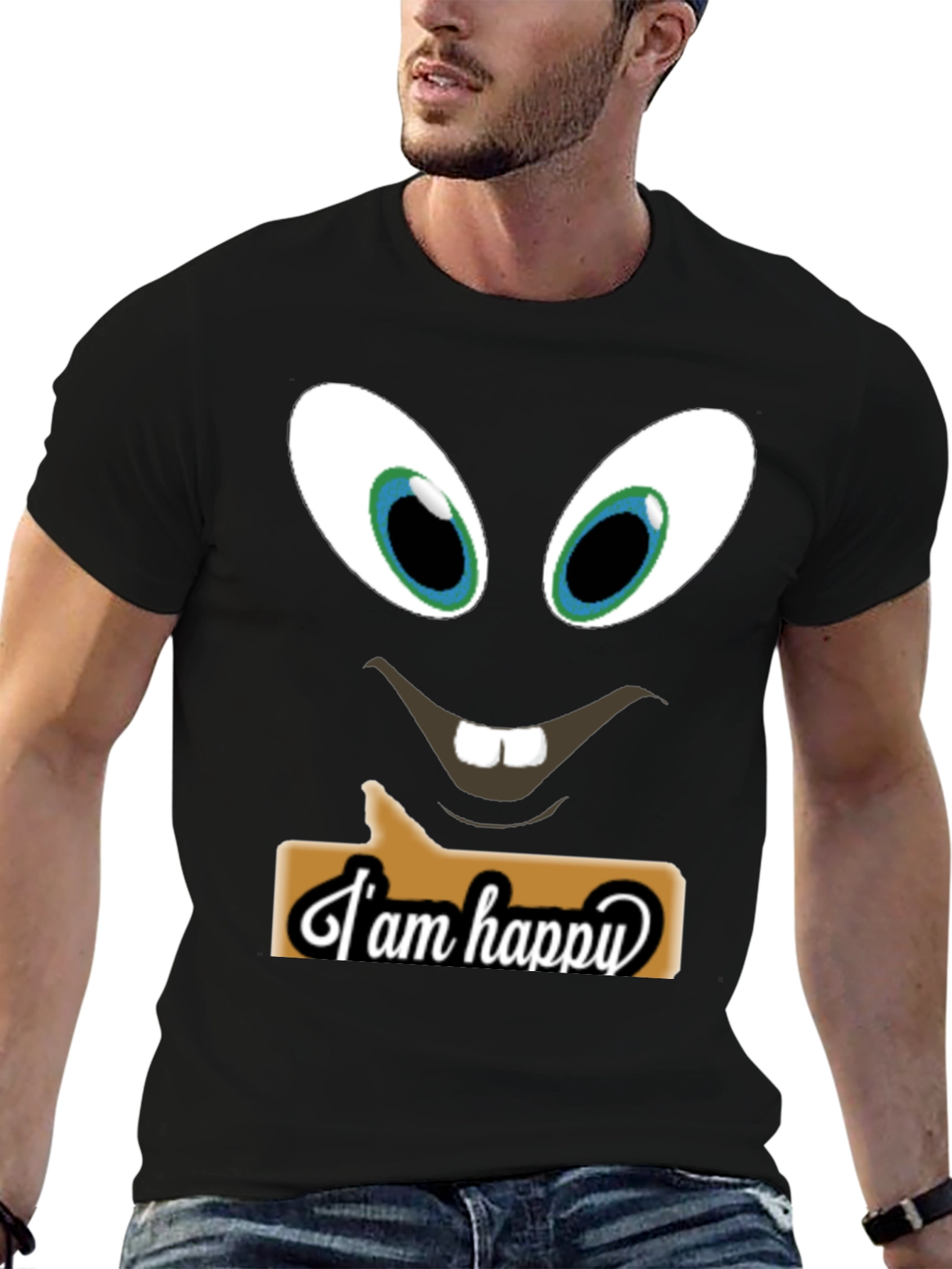 Funny Face T-Shirt - I am Happy Design
