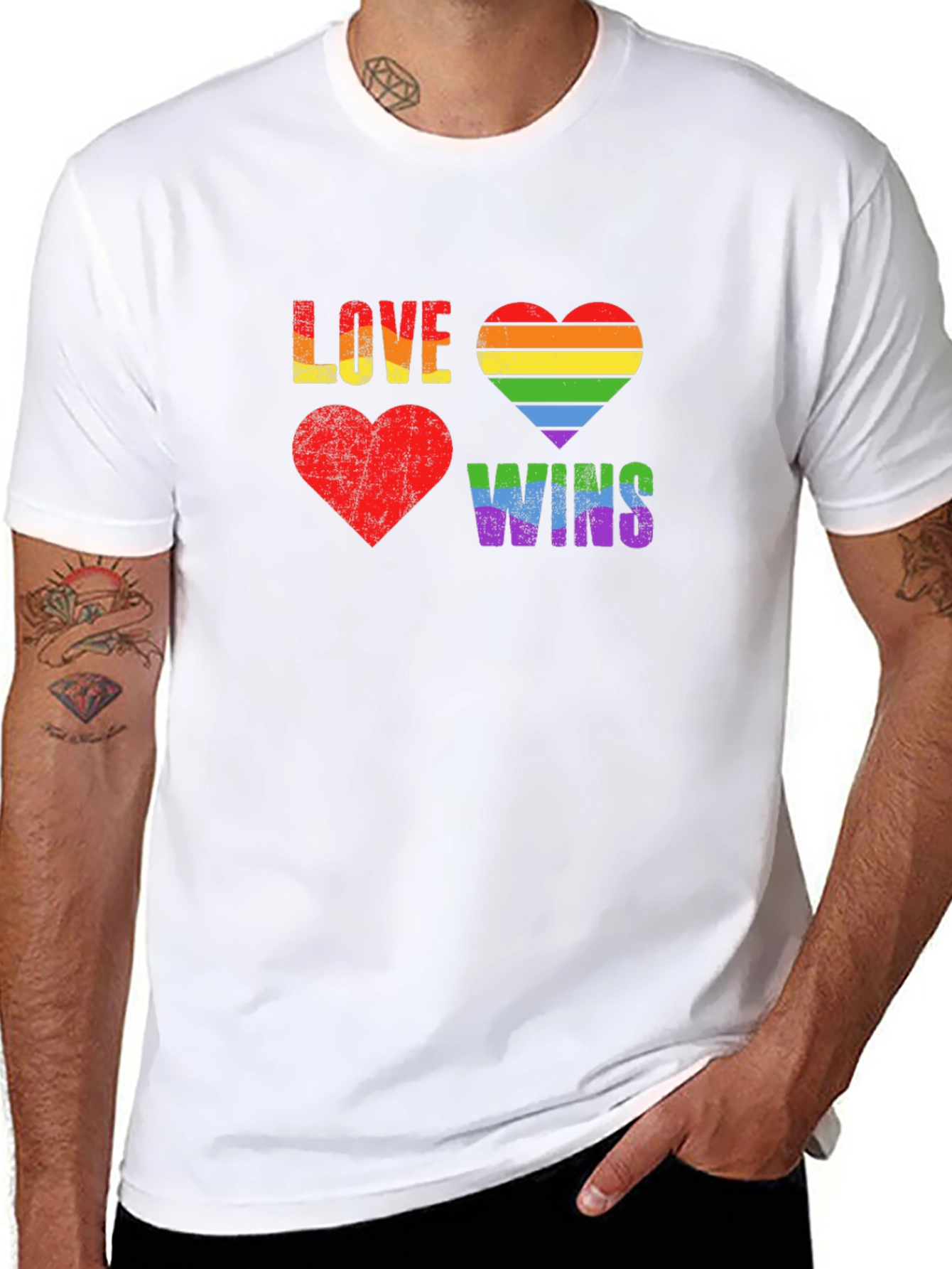 Love Wins Rainbow Heart Graphic Tee