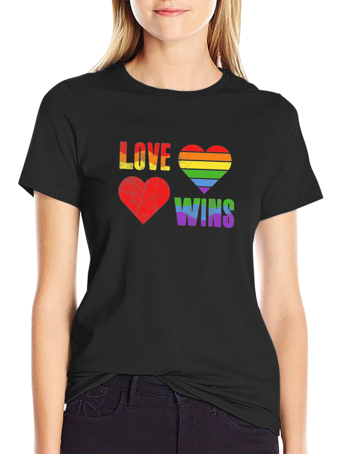 Love Wins Rainbow Heart Graphic Tee