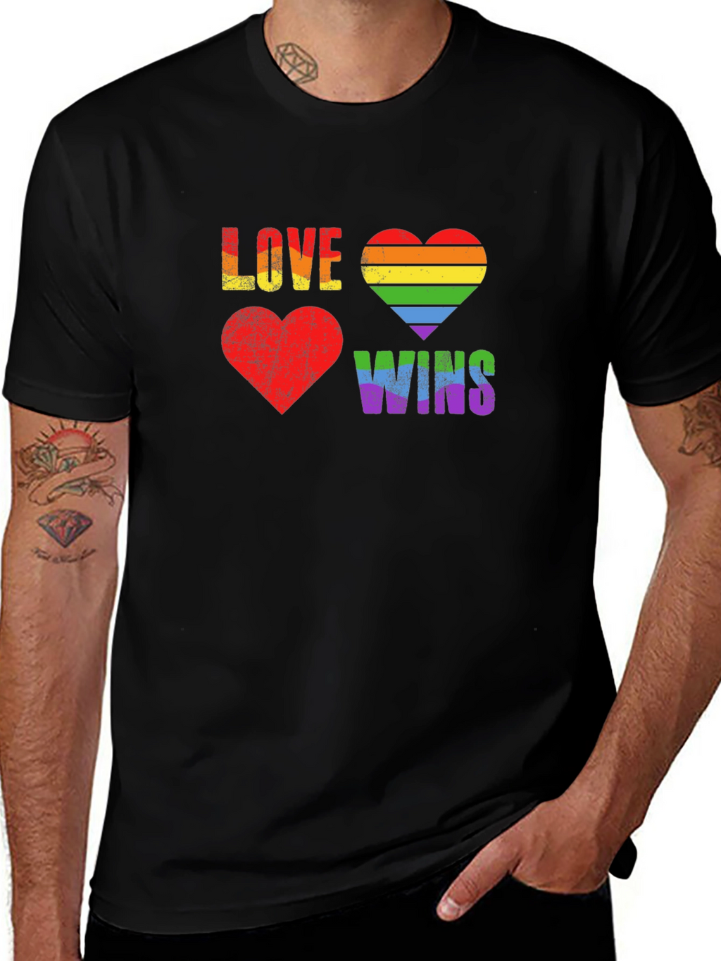 Love Wins Rainbow Heart Graphic Tee