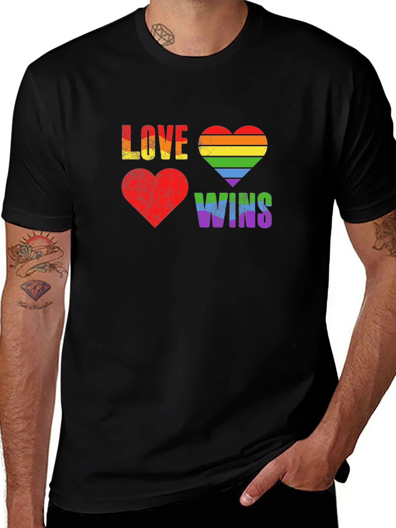 Love Wins Rainbow Heart Graphic Tee