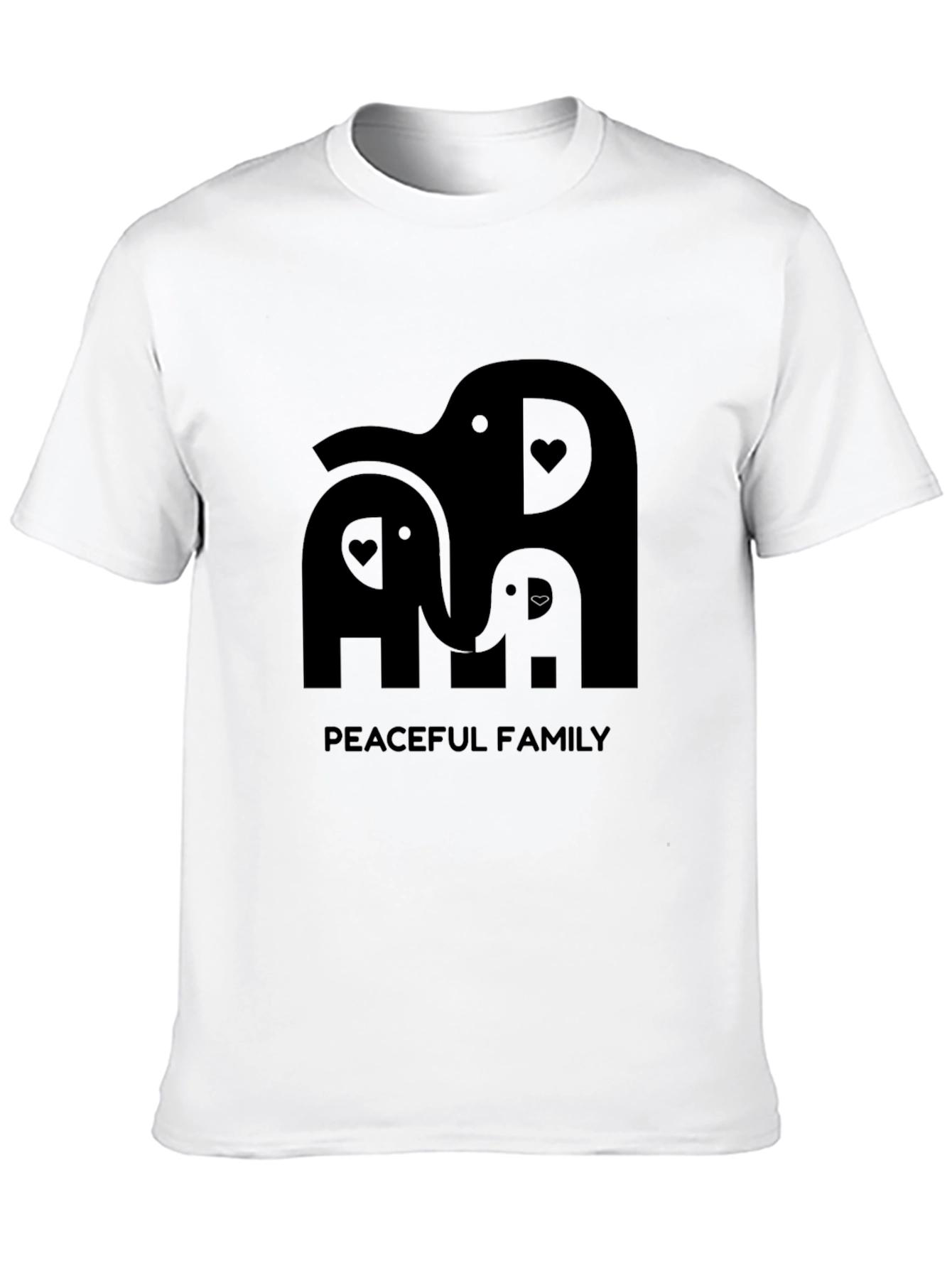 Peaceful Family Elephant T-Shirt - Black