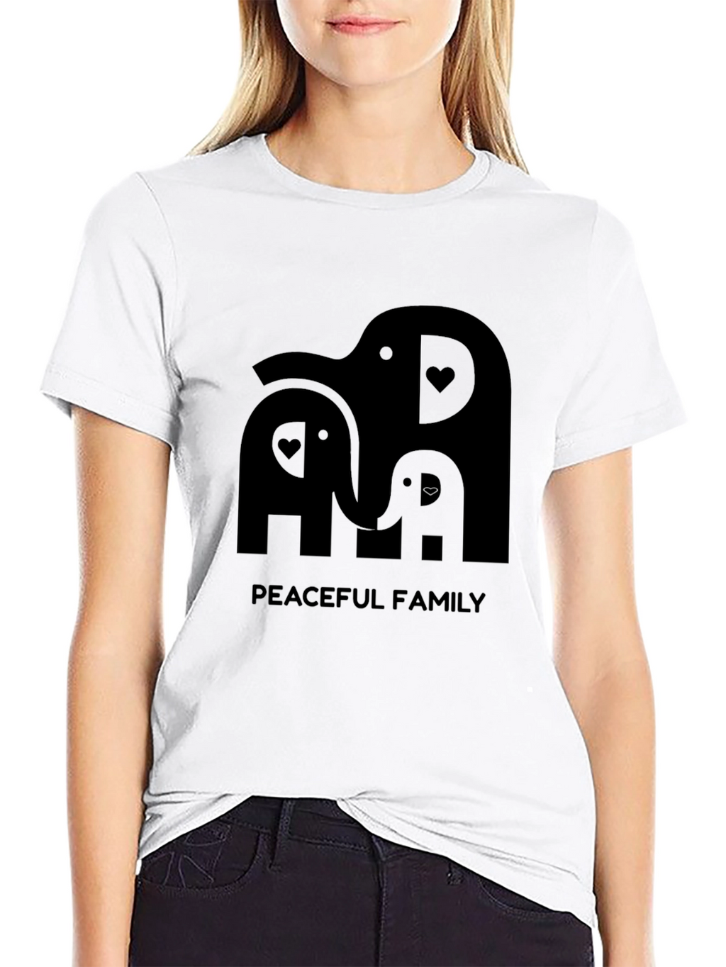 Peaceful Family Elephant T-Shirt - Black