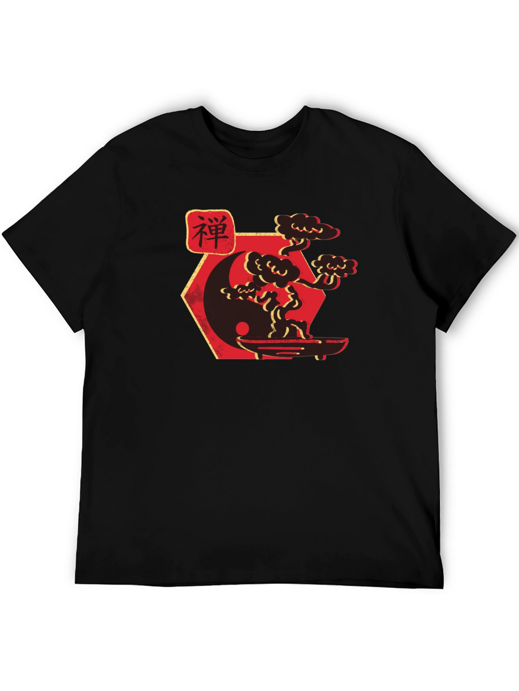 Zen Yin Yang Bonsai Tree Graphic Tee - Black