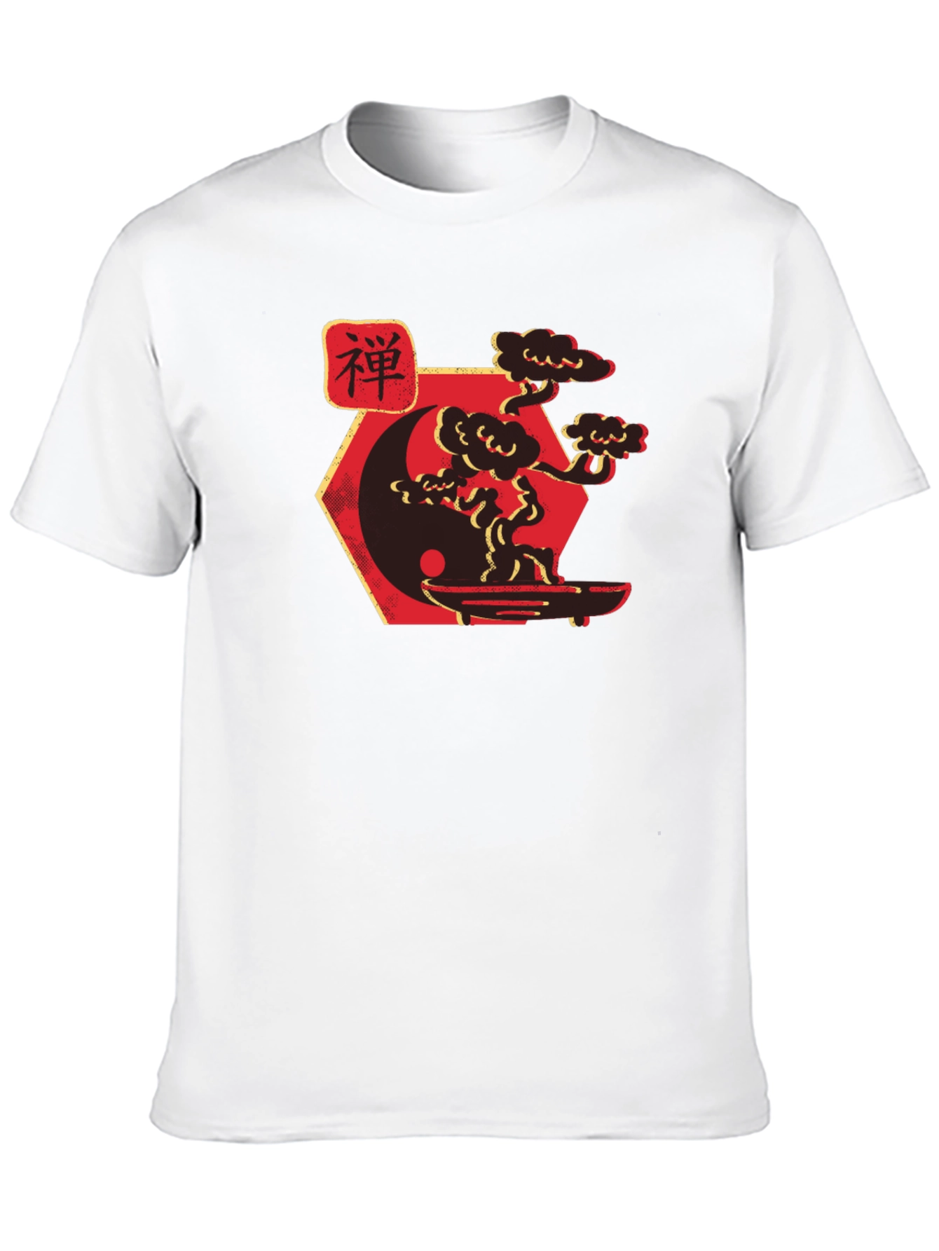 Zen Yin Yang Bonsai Tree Graphic Tee - Black