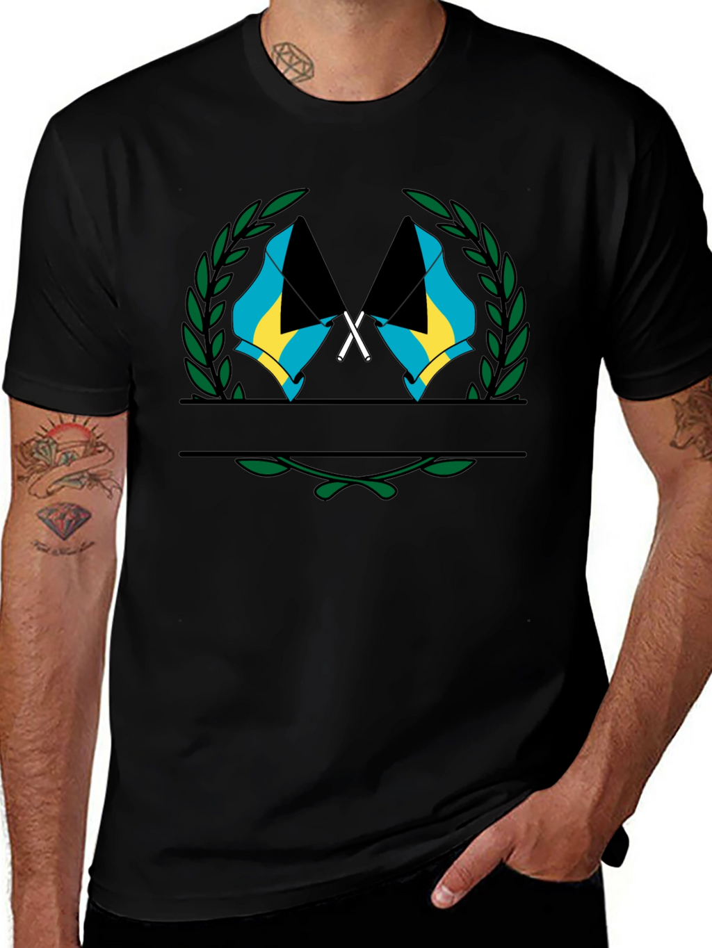 Bahamas Flag T-Shirt - Black Graphic Tee