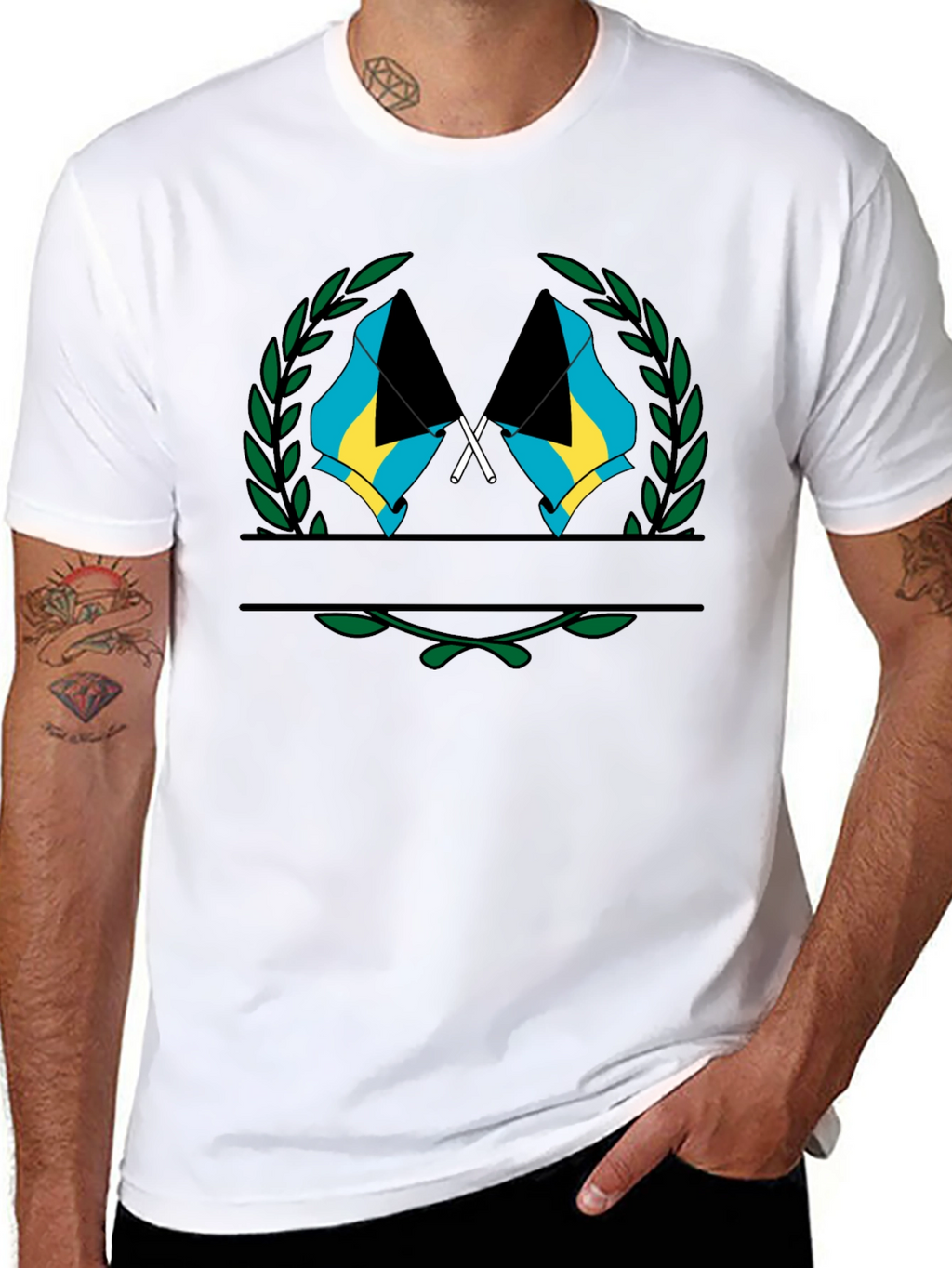 Bahamas Flag T-Shirt - Black Graphic Tee