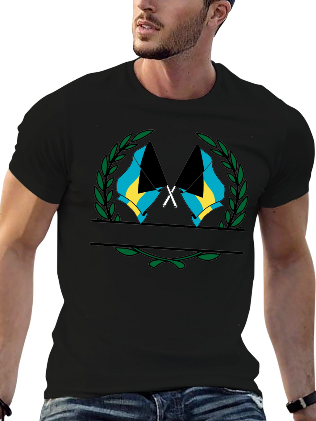 Bahamas Flag T-Shirt - Black Graphic Tee
