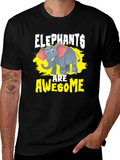 Elephants Are Awesome Graphic Tee - Black