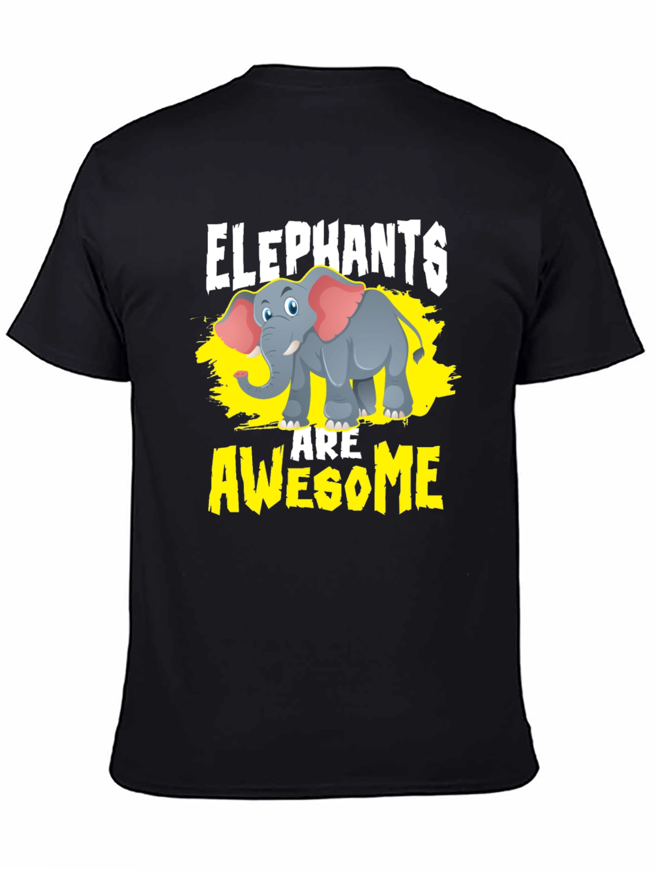 Elephants Are Awesome Graphic Tee - Black