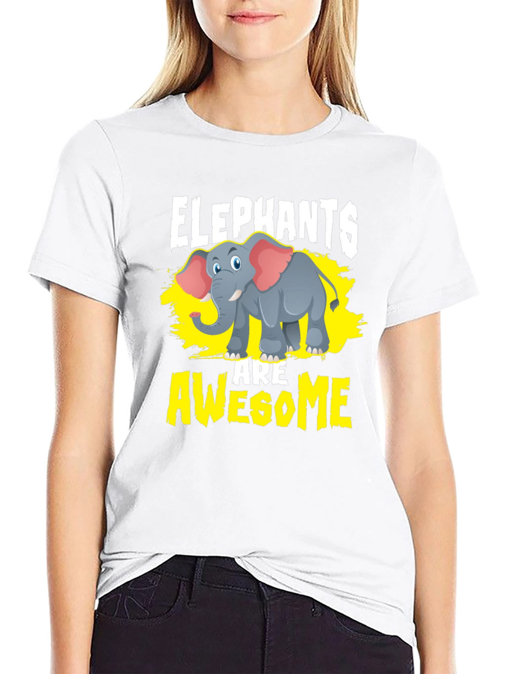 Elephants Are Awesome Graphic Tee - Black