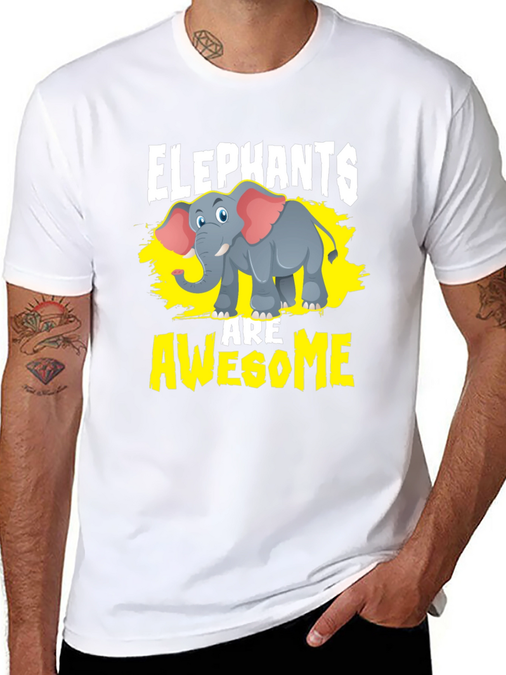 Elephants Are Awesome Graphic Tee - Black