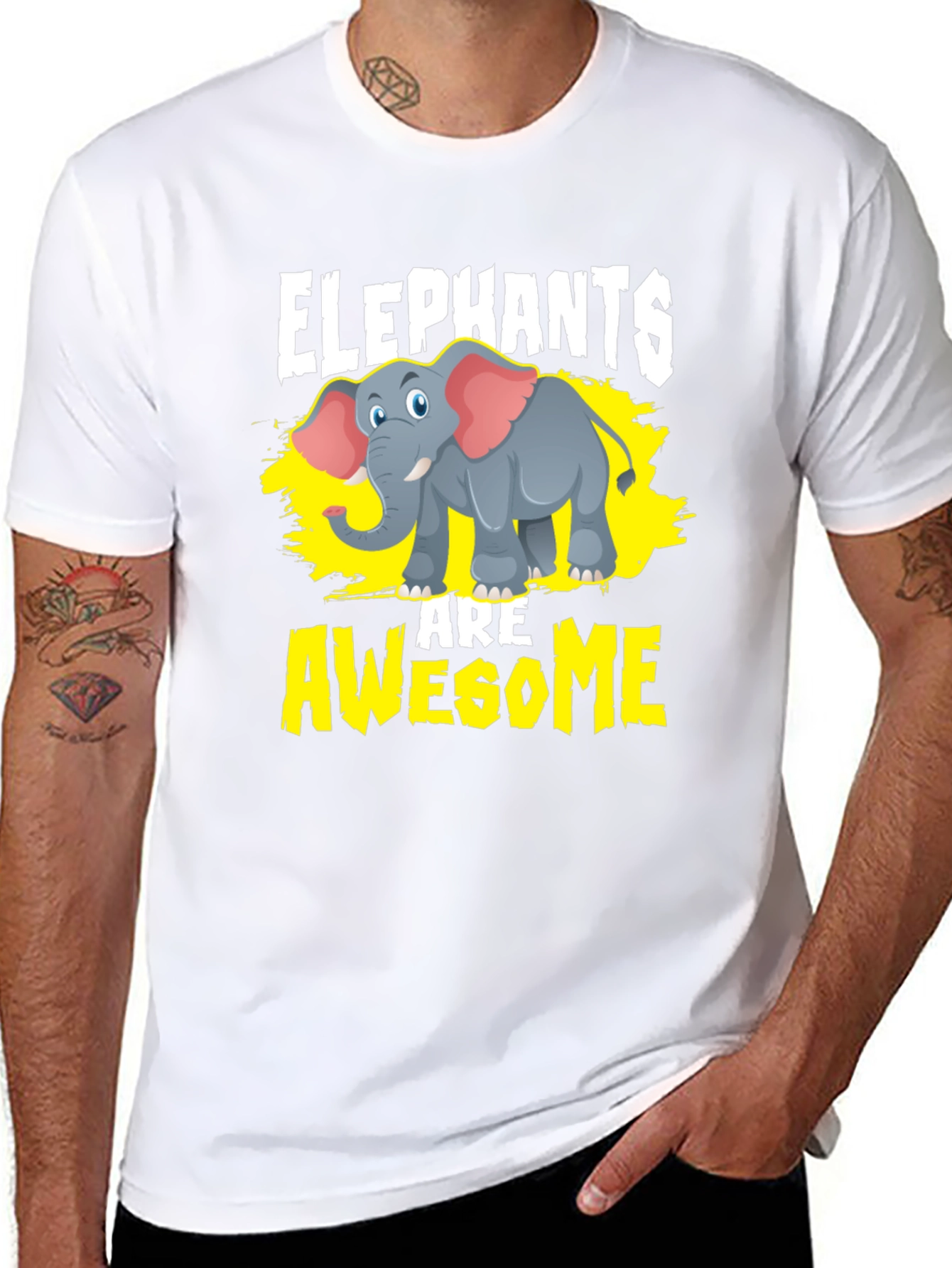 Elephants Are Awesome Graphic Tee - Black