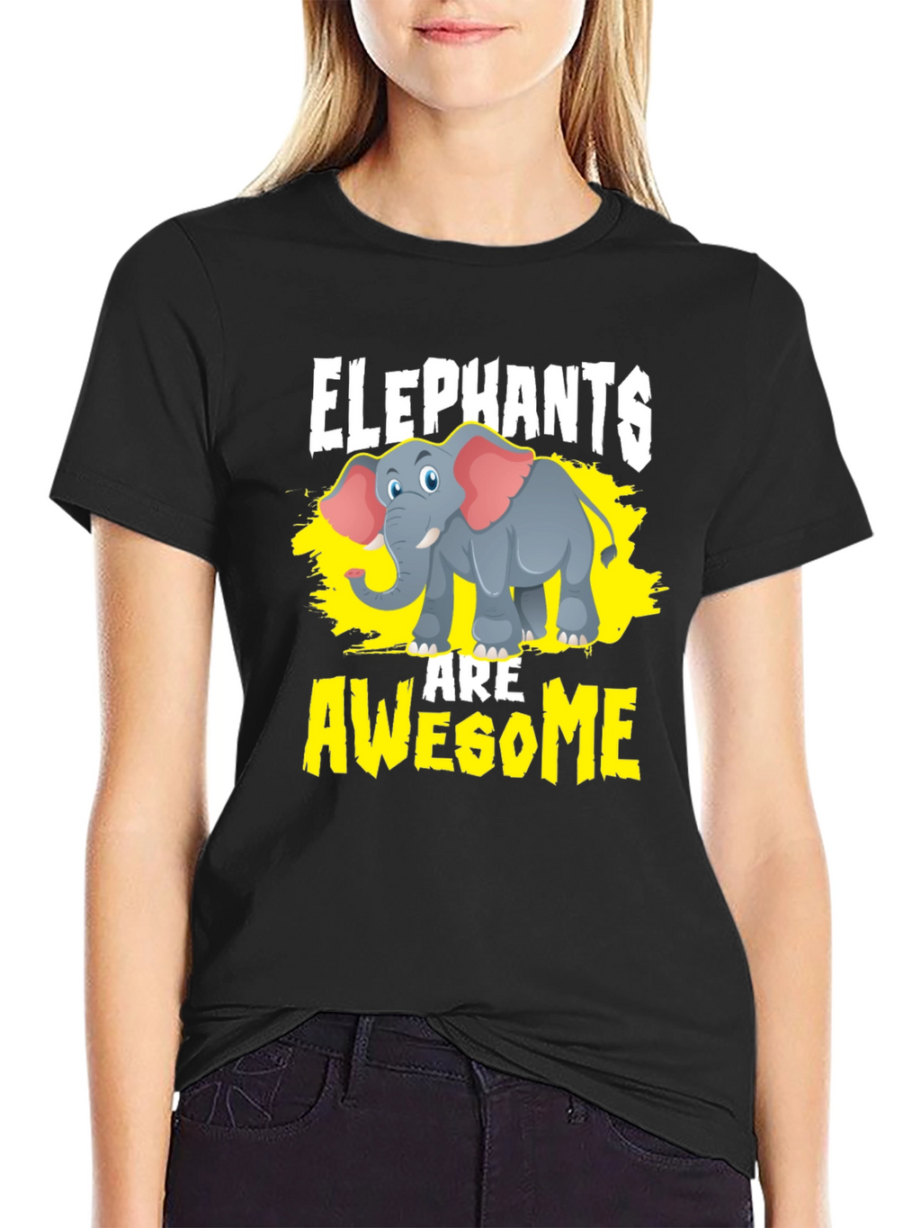 Elephants Are Awesome Graphic Tee - Black