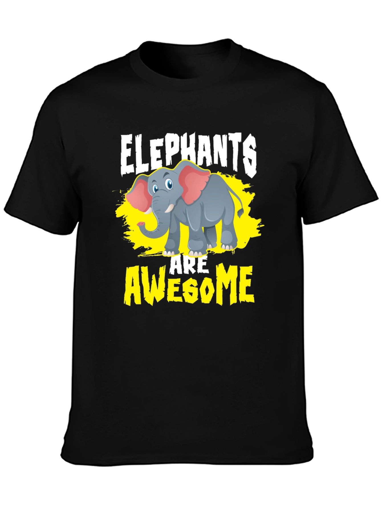 Elephants Are Awesome Graphic Tee - Black