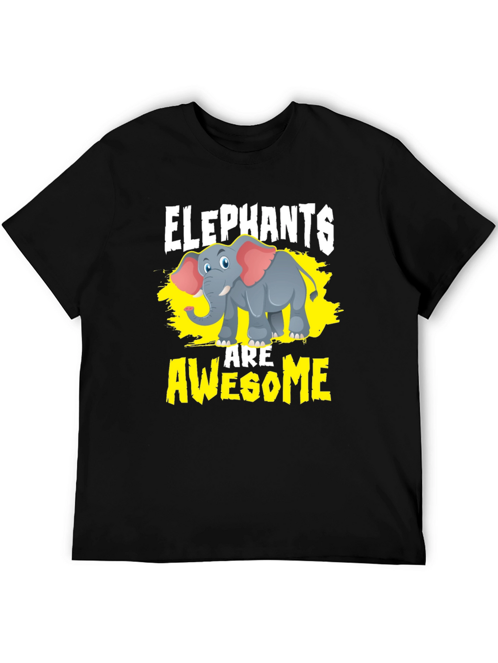 Elephants Are Awesome Graphic Tee - Black