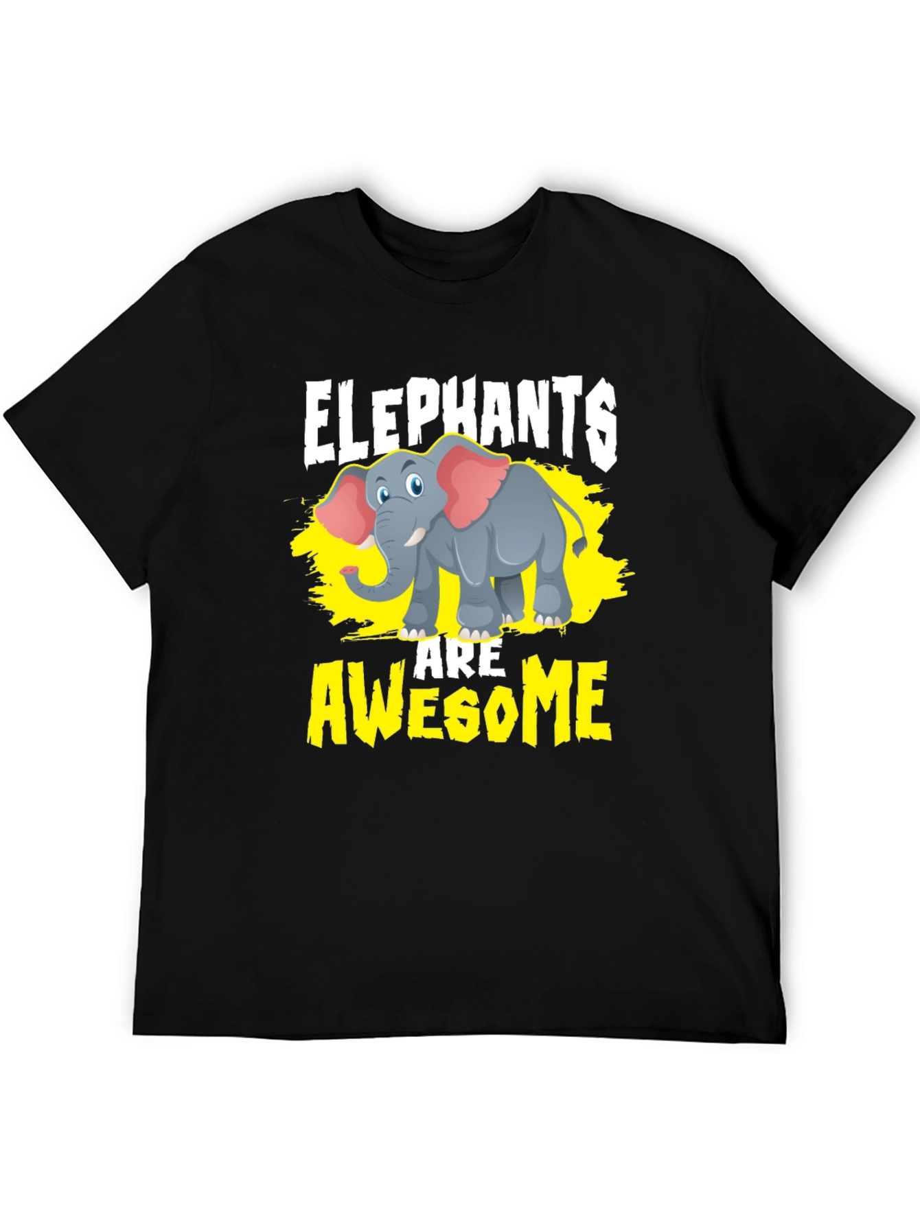 Elephants Are Awesome Graphic Tee - Black