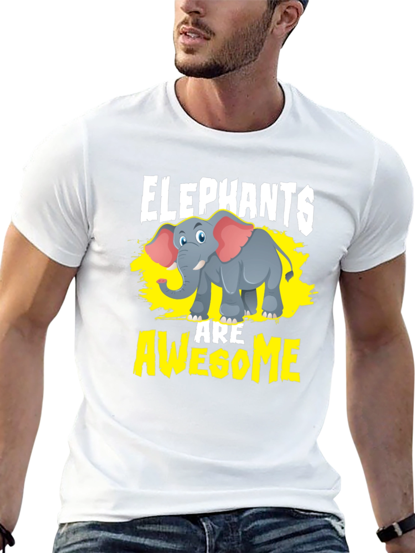 Elephants Are Awesome Graphic Tee - Black