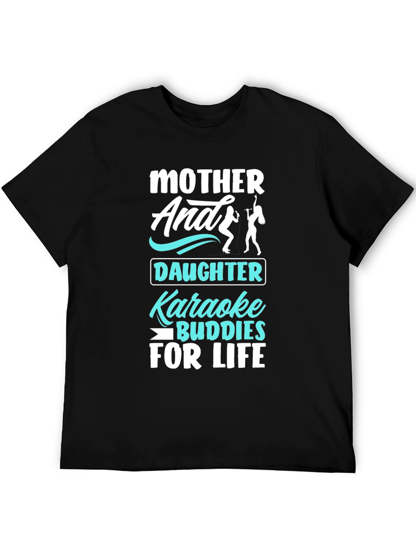 Mother Daughter Karaoke Buddies Black T-Shirt