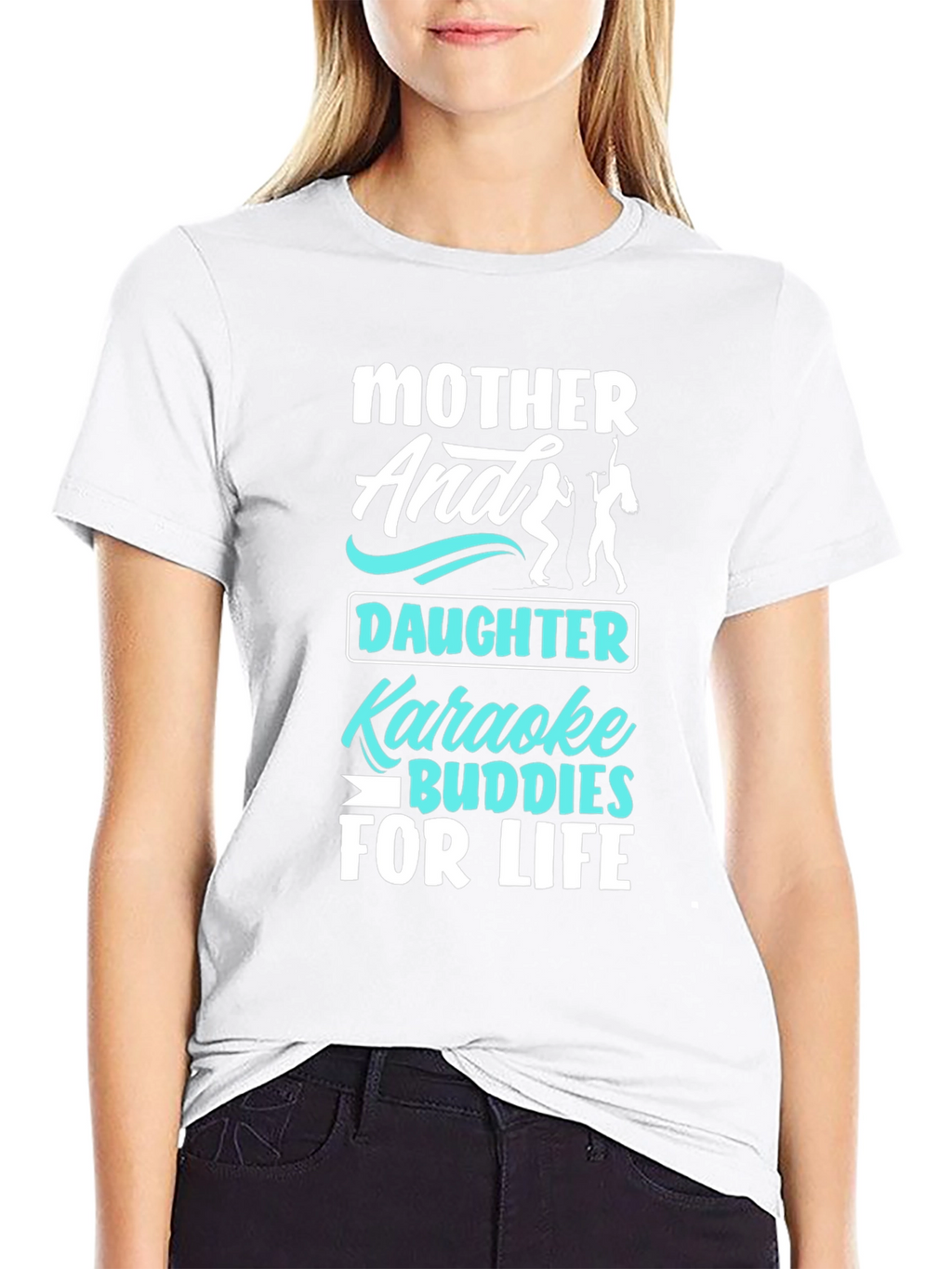 Mother Daughter Karaoke Buddies Black T-Shirt