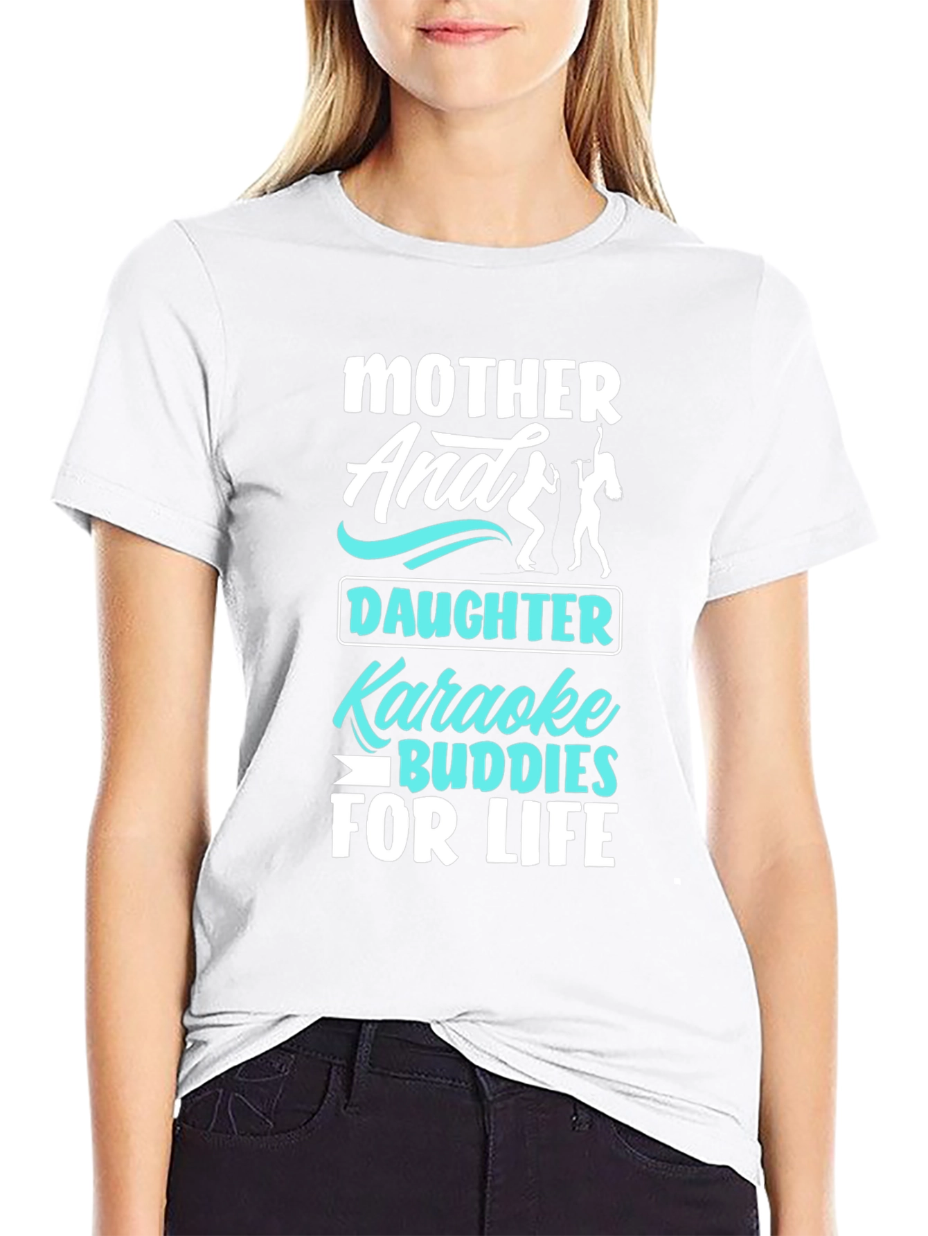 Mother Daughter Karaoke Buddies Black T-Shirt