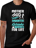 Mother Daughter Karaoke Buddies Black T-Shirt