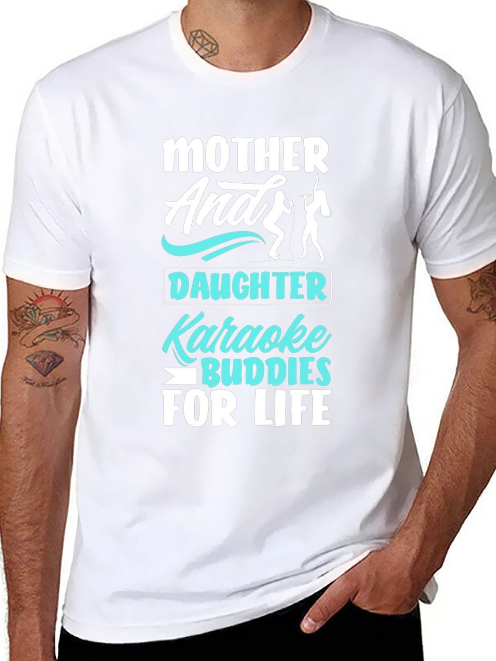Mother Daughter Karaoke Buddies Black T-Shirt