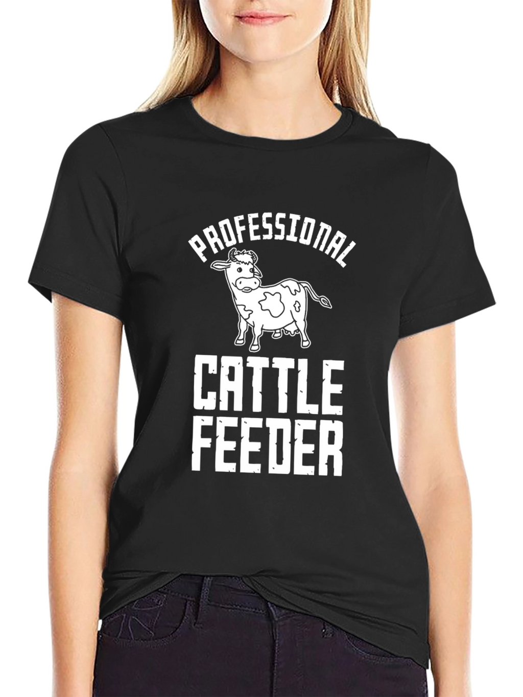 Professional Cattle Feeder T-Shirt - Black Graphic Tee