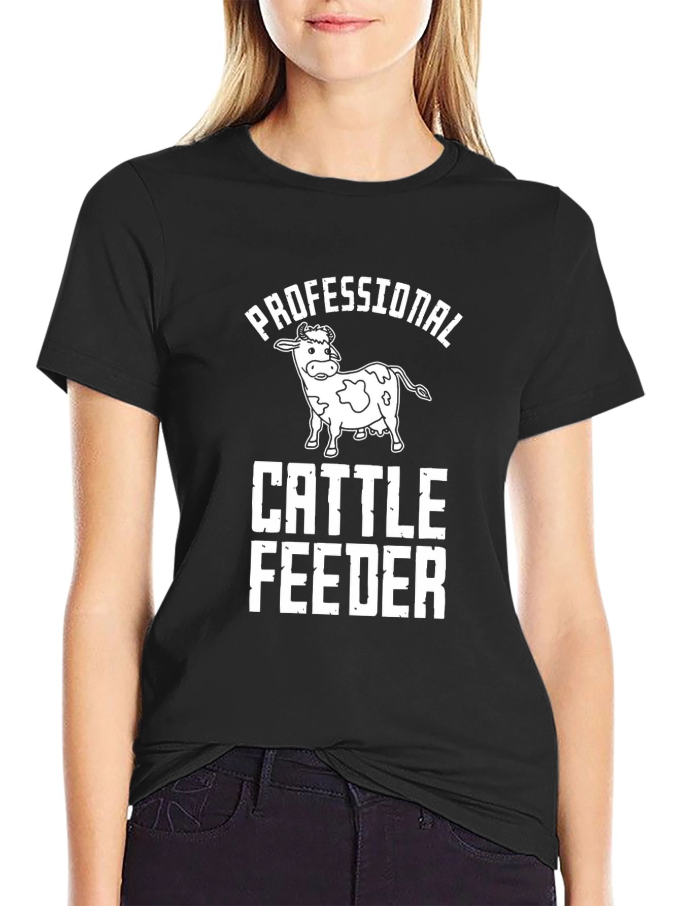 Professional Cattle Feeder T-Shirt - Black Graphic Tee