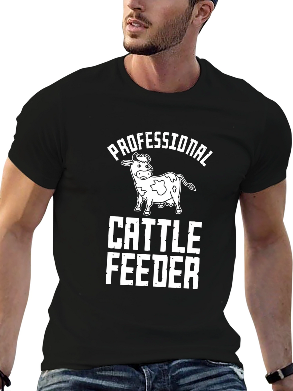 Professional Cattle Feeder T-Shirt - Black Graphic Tee