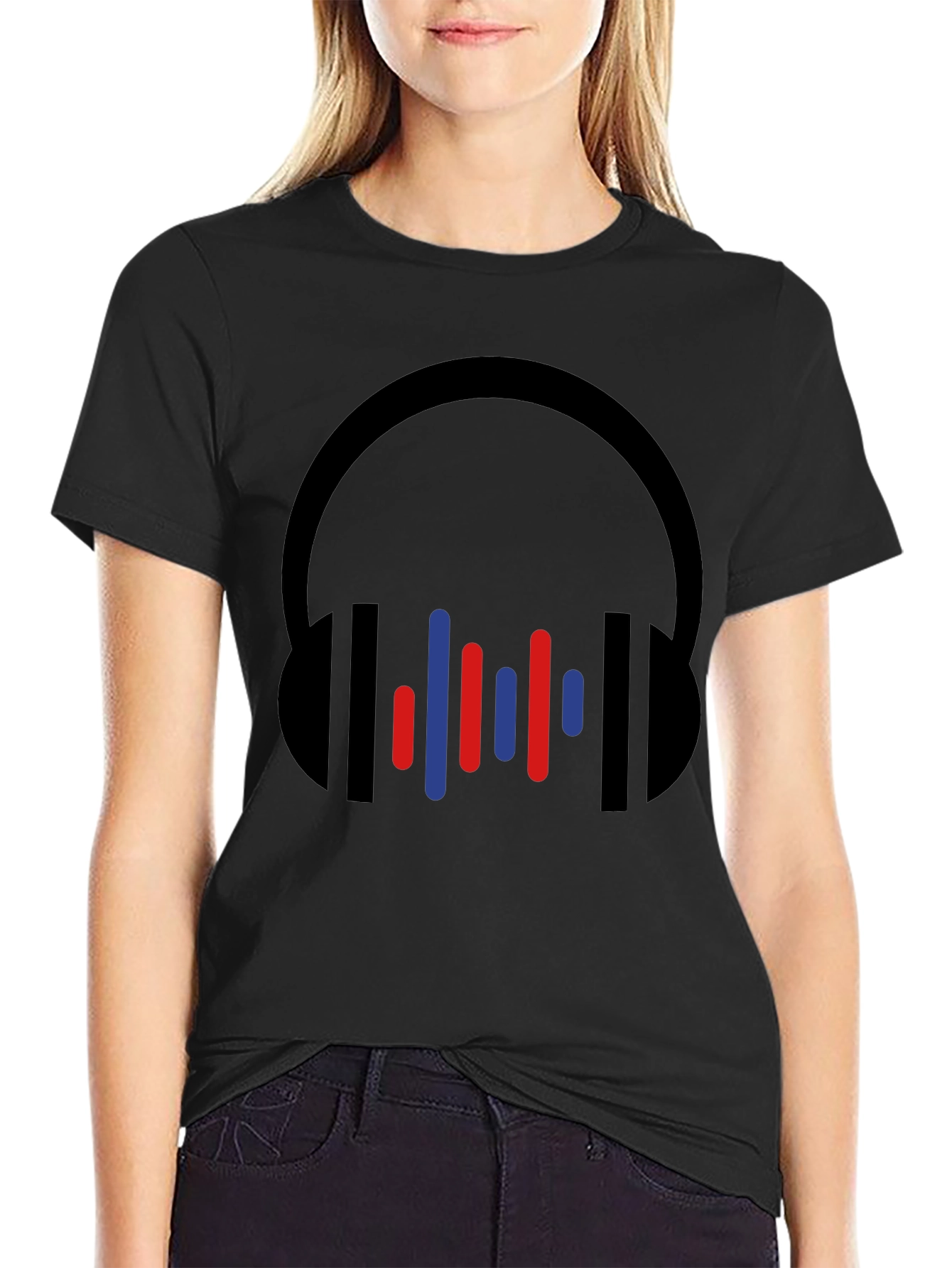 Modern Headphones Graphic Tee - Black
