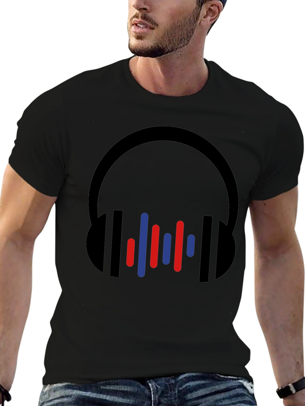 Modern Headphones Graphic Tee - Black