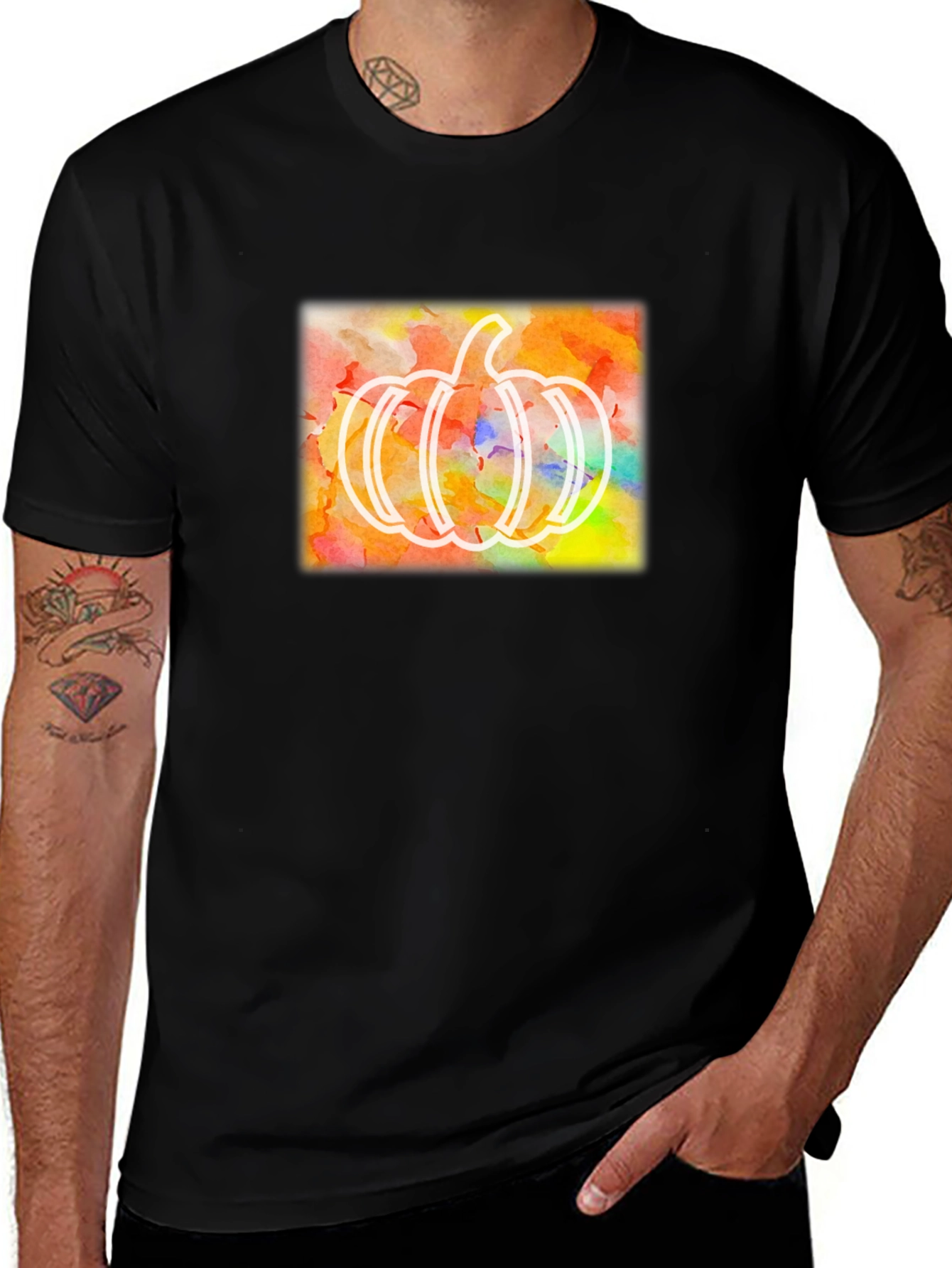 Watercolor Pumpkin T-Shirt - Fun Fall Apparel