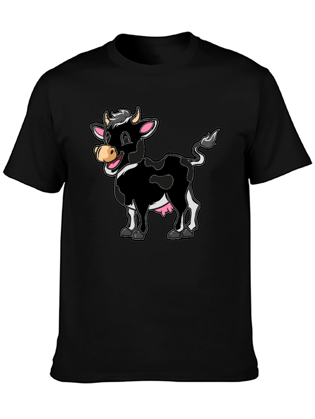 Funny Cartoon Cow Graphic Print T-Shirt