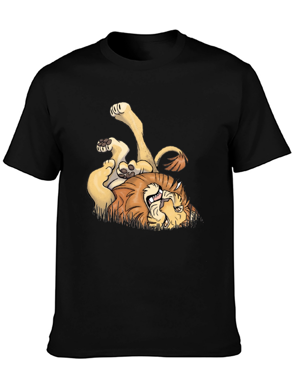 Cartoon Lion Graphic Tee - Black