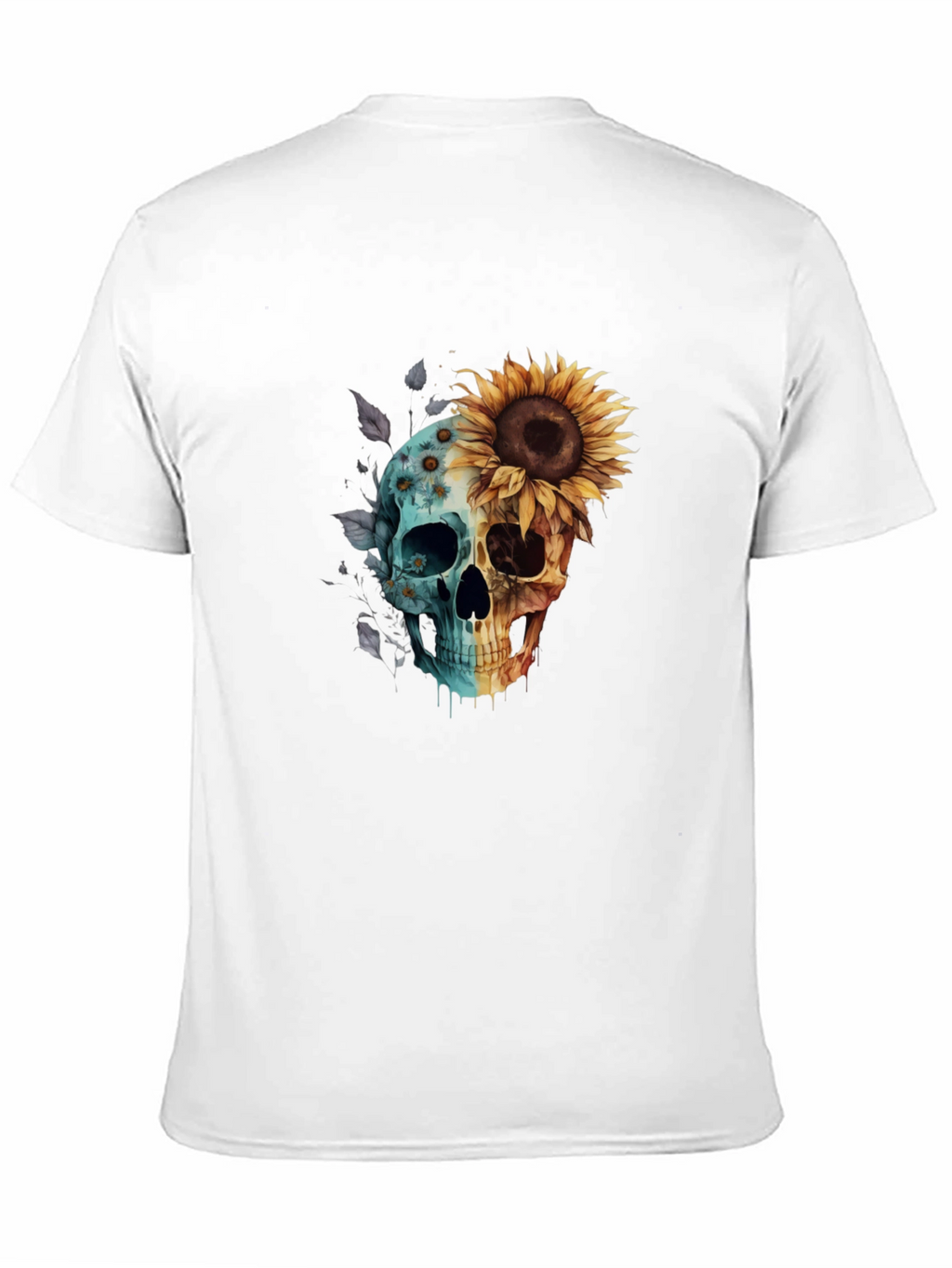 Sunflower Skull Graphic Tee - Mens Black T-Shirt
