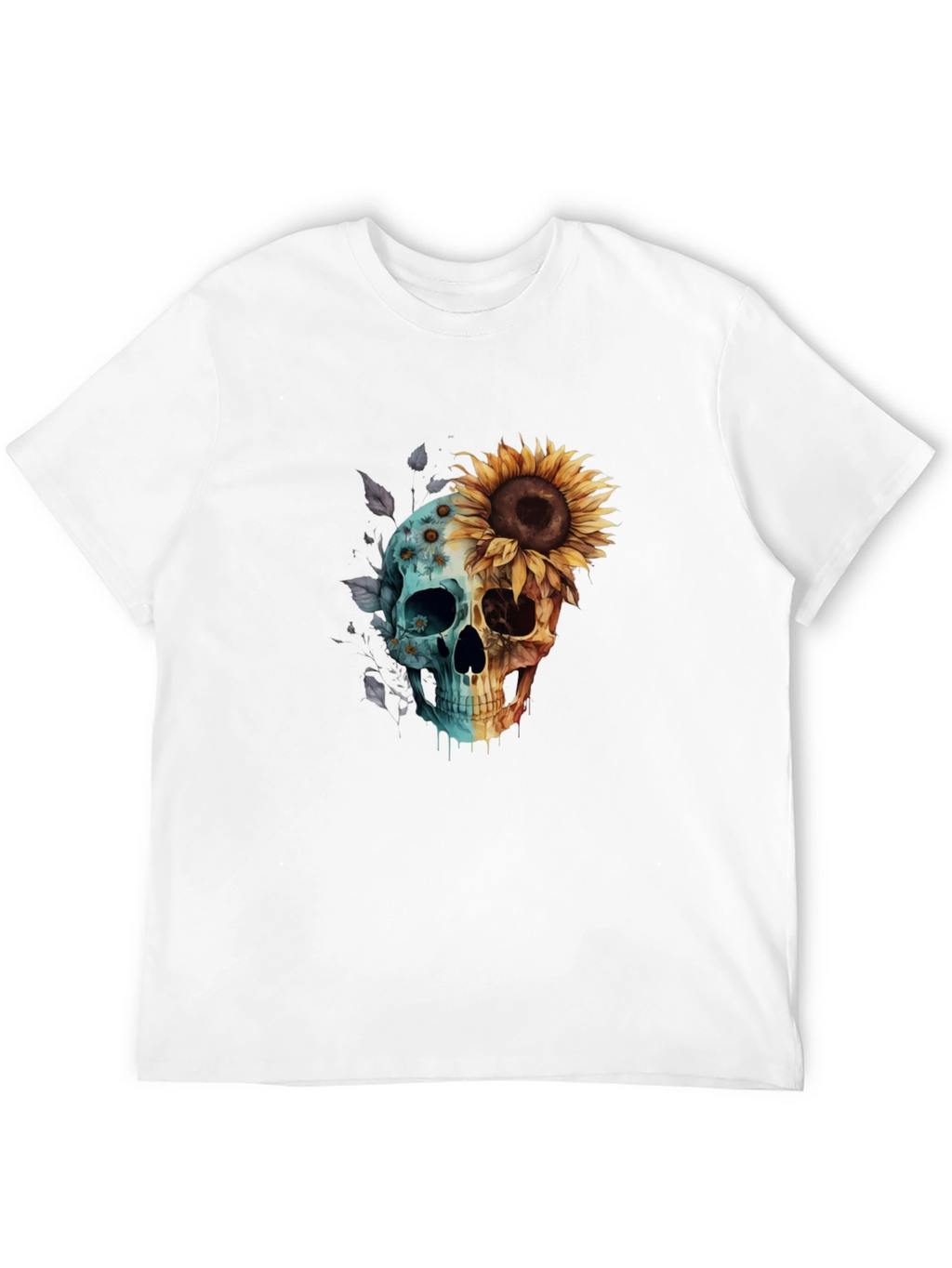 Sunflower Skull Graphic Tee - Mens Black T-Shirt
