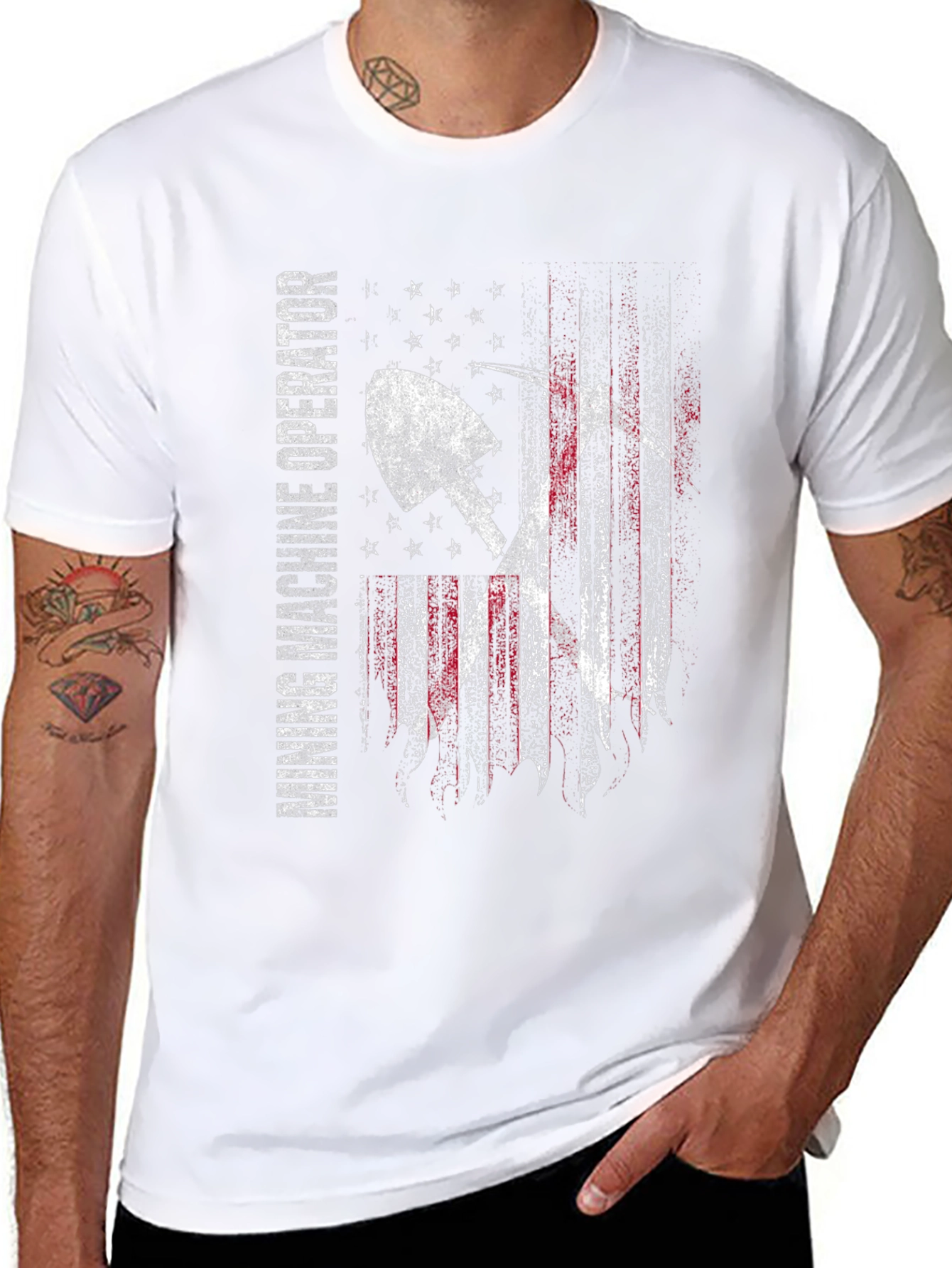 Mining Machine Operator USA Flag T-Shirt