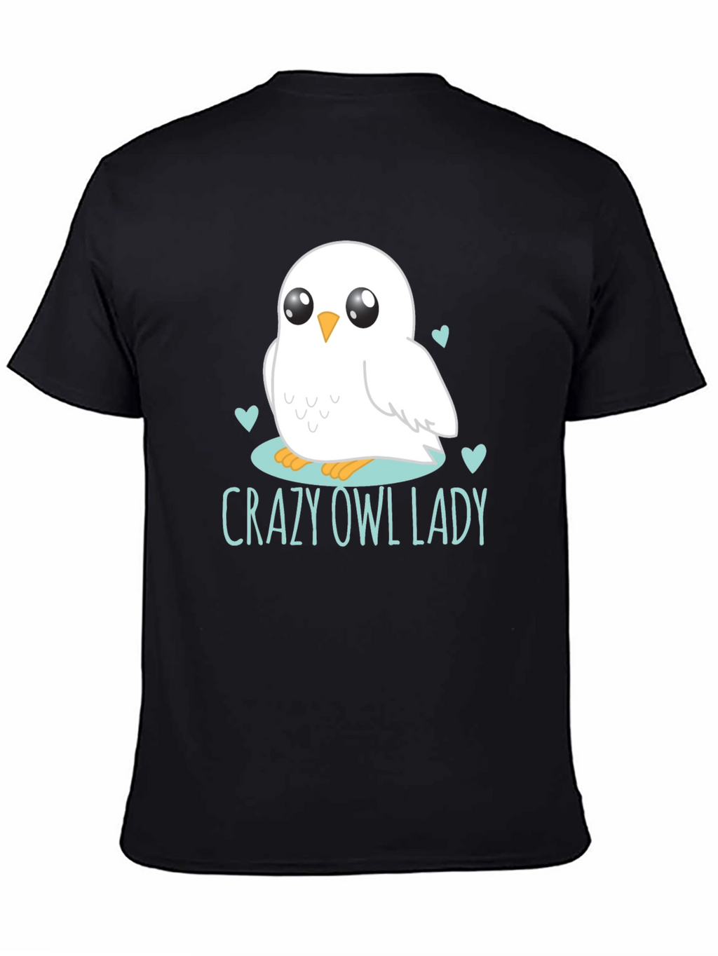 Cute Owl Lady Graphic Tee - Black Cotton T-Shirt