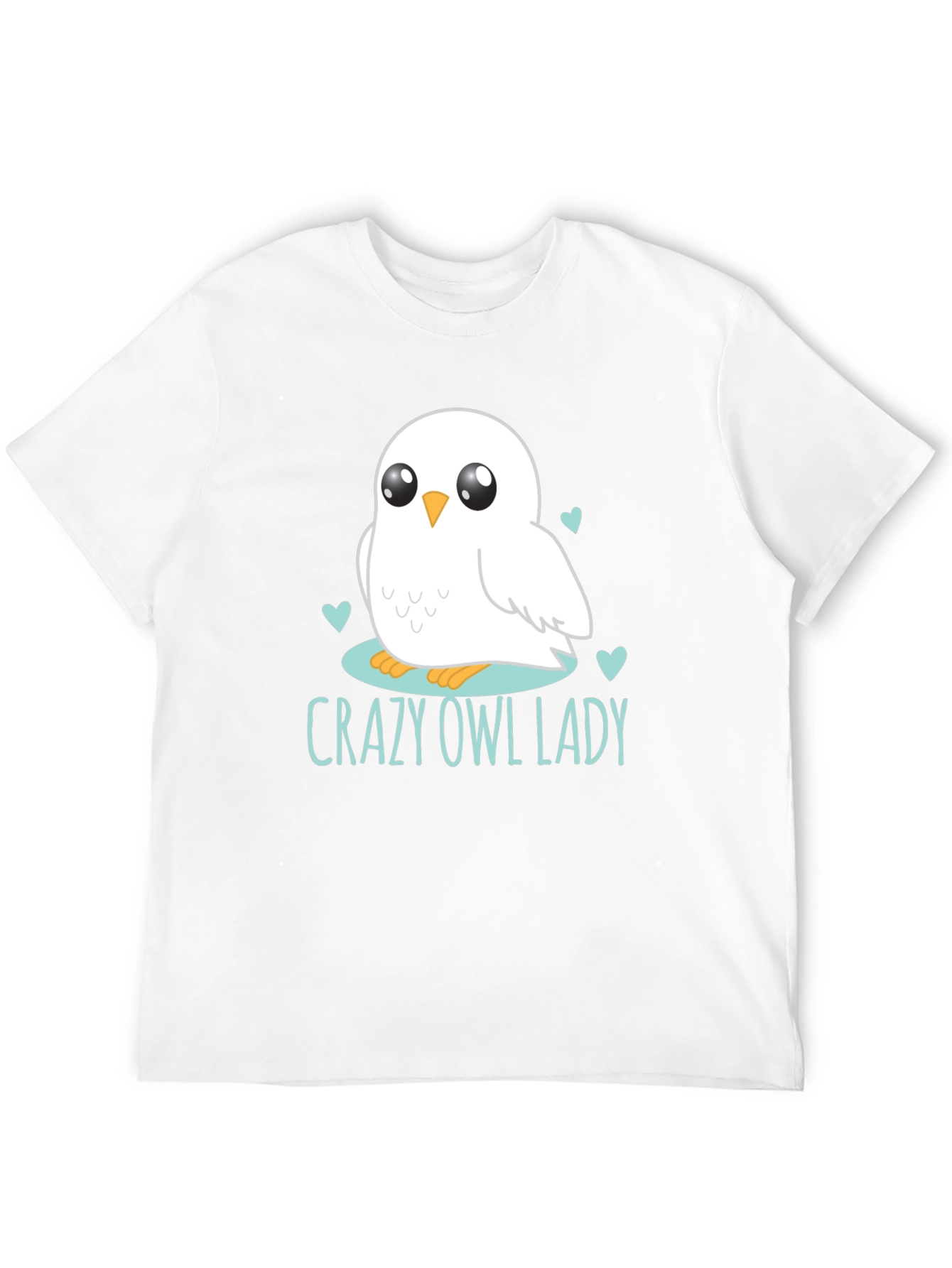 Cute Owl Lady Graphic Tee - Black Cotton T-Shirt